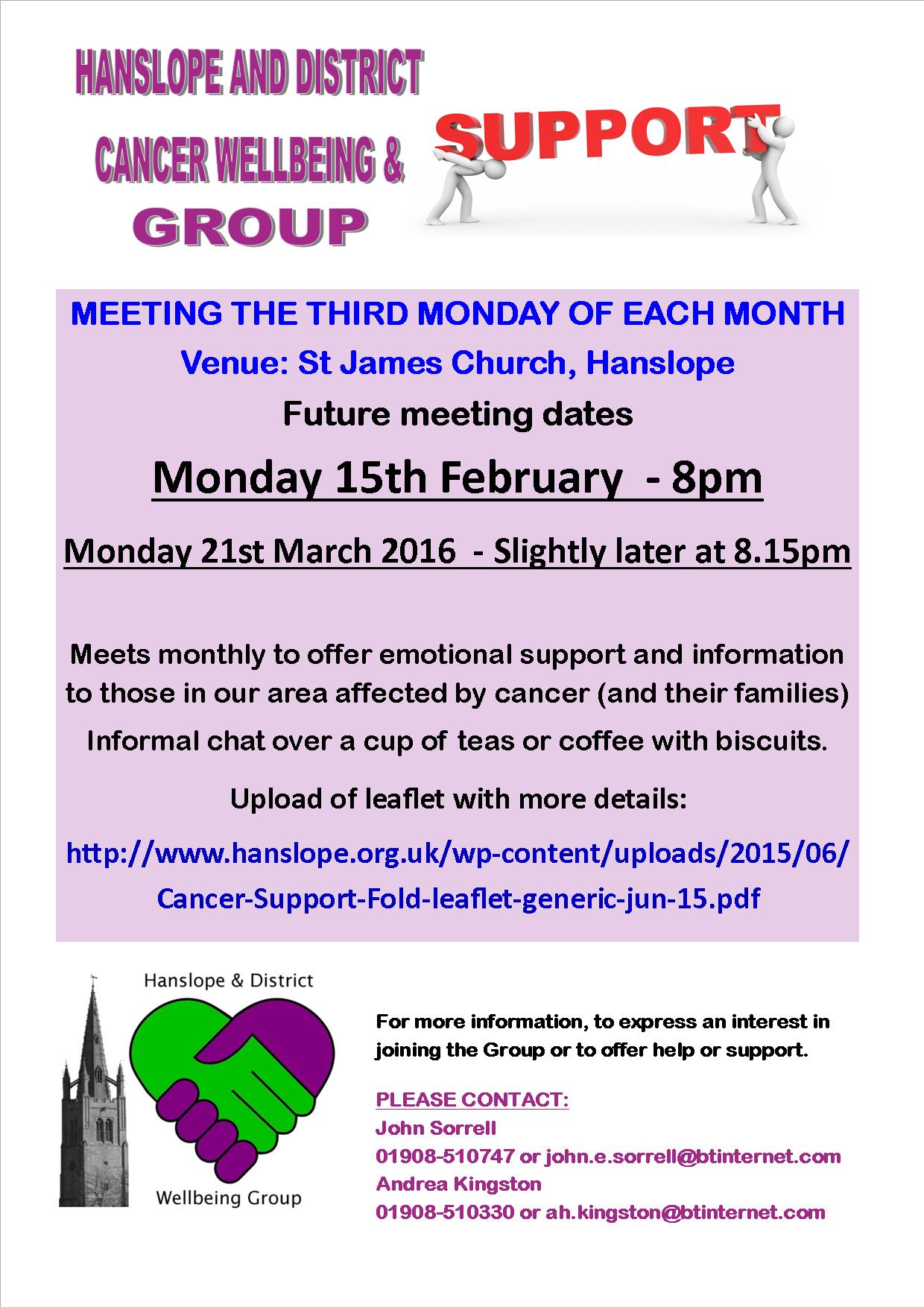Cancer Support Group Poster Feb 16