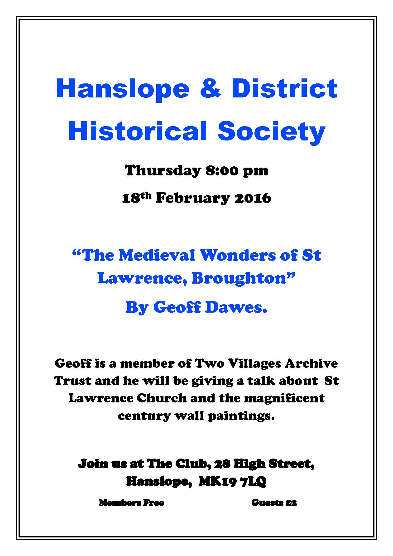 Historical Society FEB 16 Poster