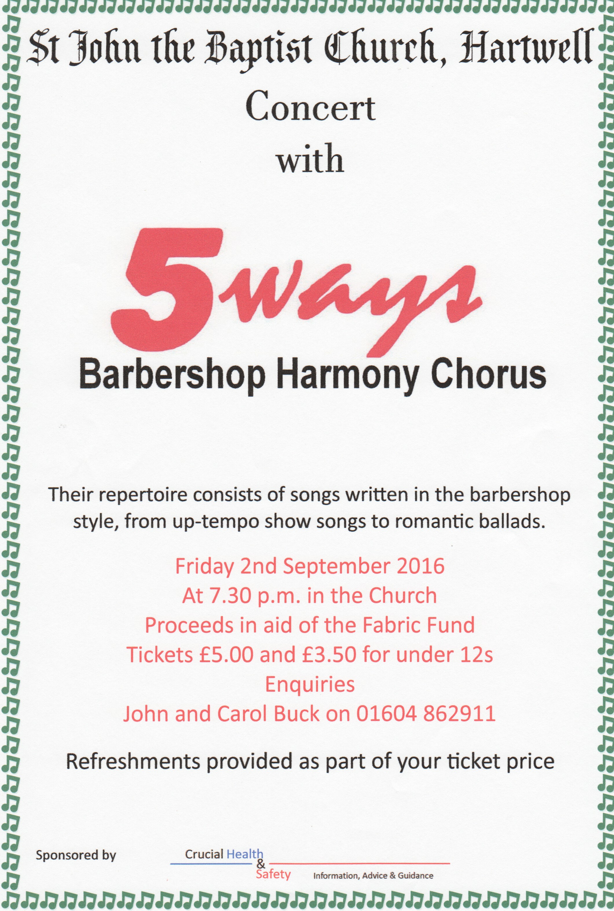 Hartwell Church 5 Ways Concert Sept 2016